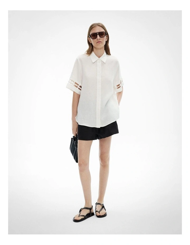 Ladder Insert Shirt in Fresh White image 2