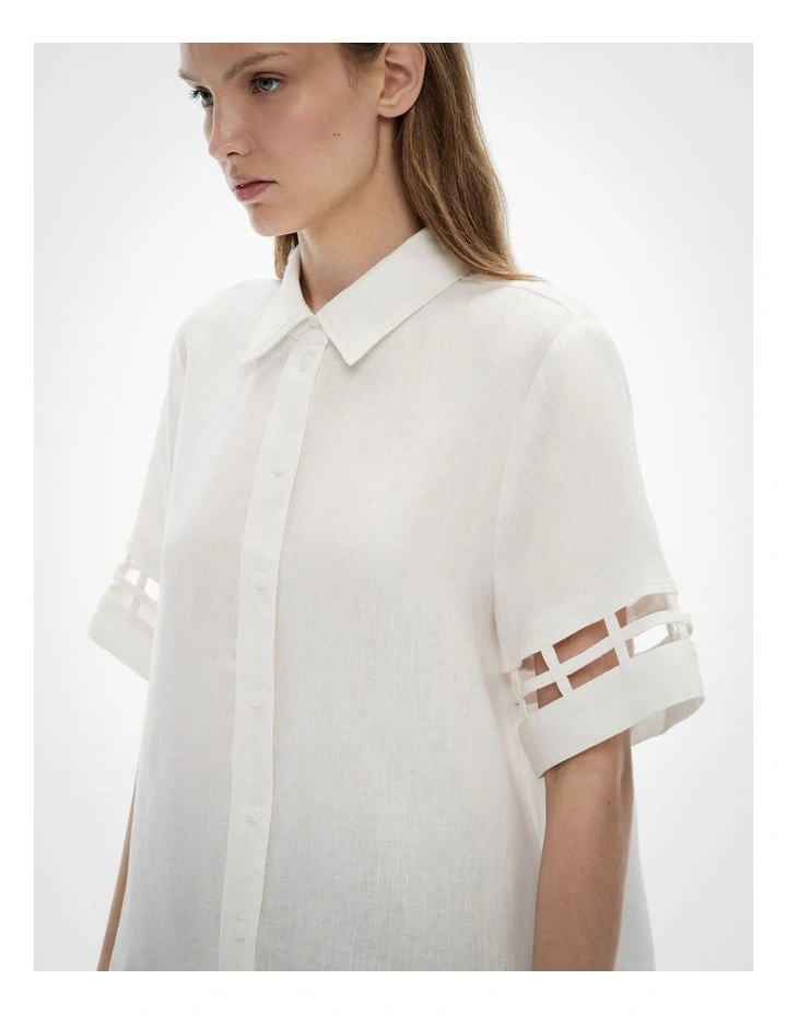 Ladder Insert Shirt in Fresh White image 3