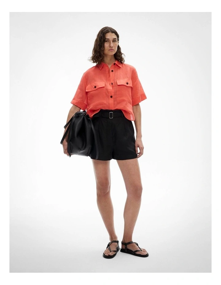 Short Sleeve Utility Pocket Shirt in Watermelon image 2