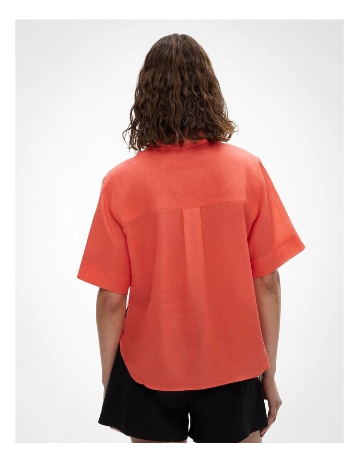 Short Sleeve Utility Pocket Shirt in Watermelon image 4