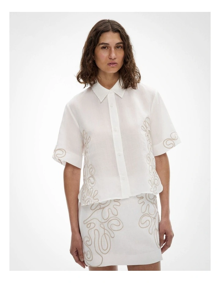 Corded Shirt in Fresh White image 1