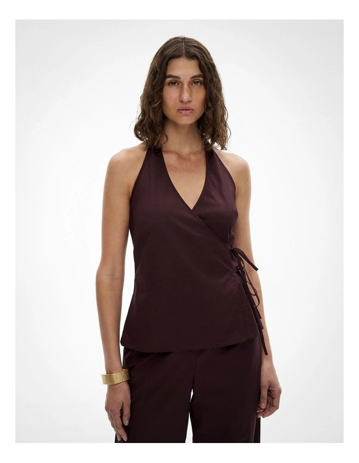Halter Wrap Top in Fig image 1