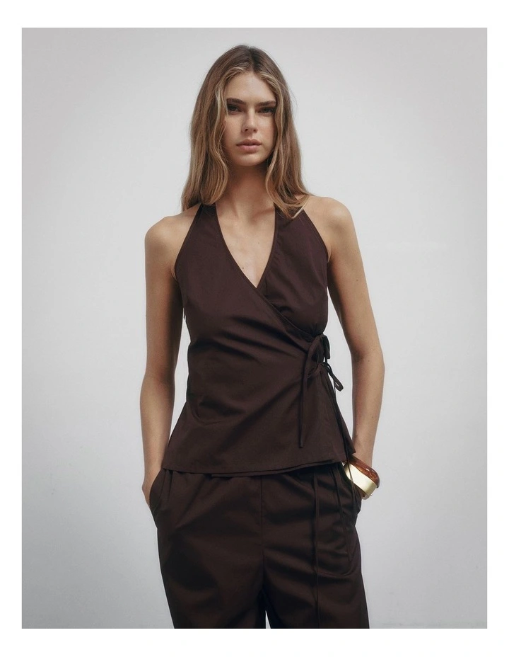 Halter Wrap Top in Fig image 2