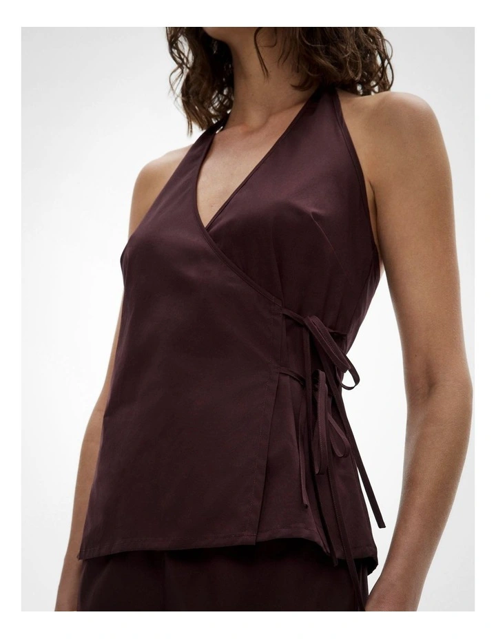 Halter Wrap Top in Fig image 4