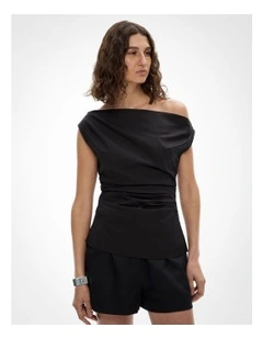 Asymmetric Shoulder Top in Black