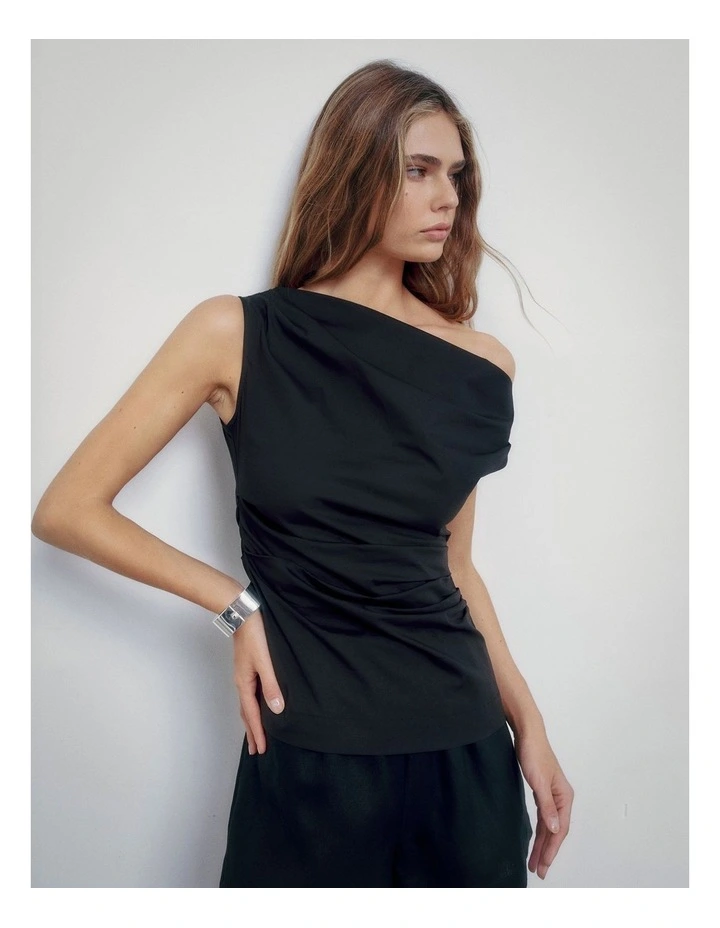 Asymmetric Shoulder Top in Black image 2