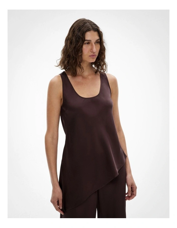 Asymmetrical Scoop Tank Top in Espresso image 1