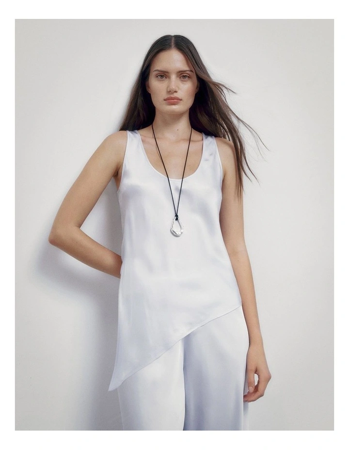 Asymmetrical Scoop Tank Top in Blue Air image 2