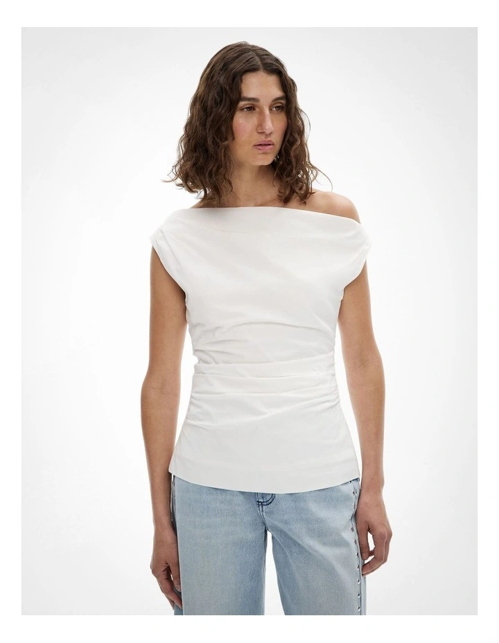 Asymmetric Shoulder Top in Fresh White image 1