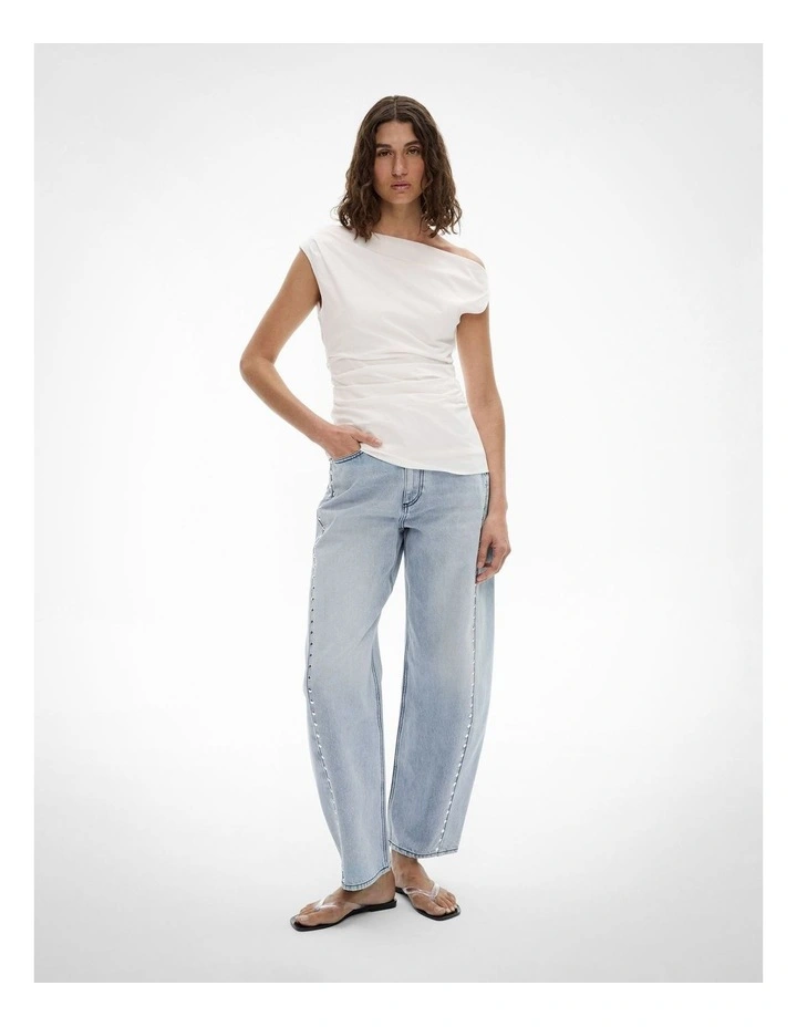Asymmetric Shoulder Top in Fresh White image 2