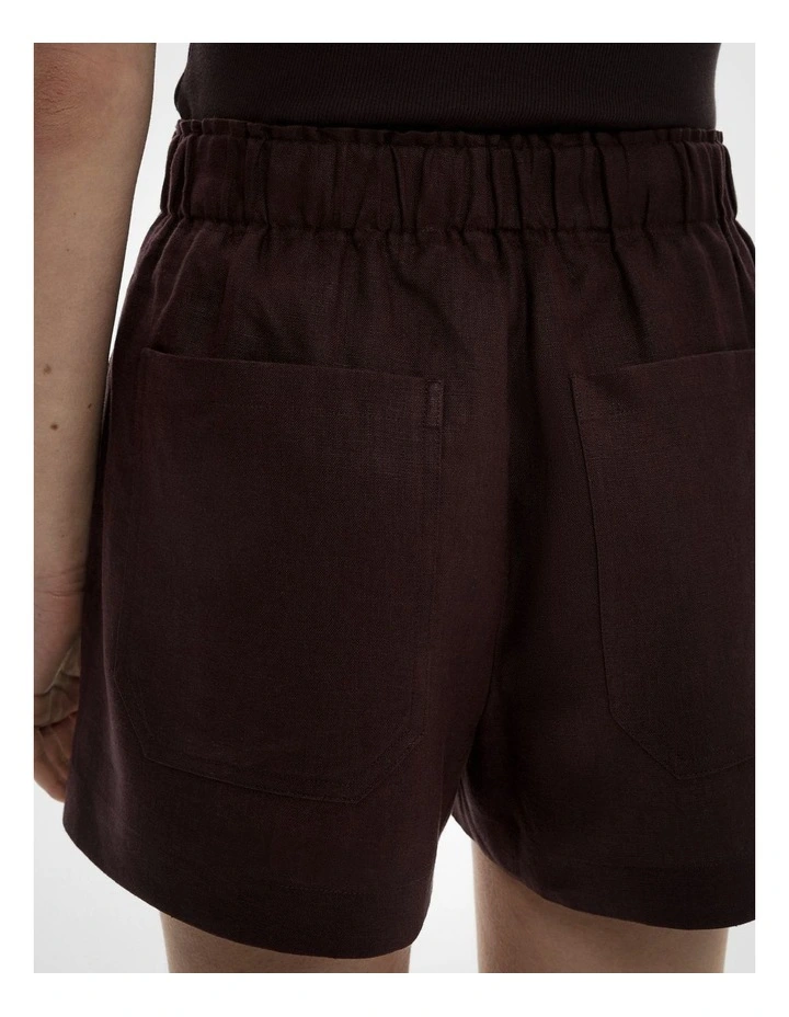 Pull On Linen Shorts in Espresso image 4