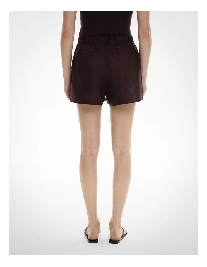 Pull On Linen Shorts in Espresso image 5