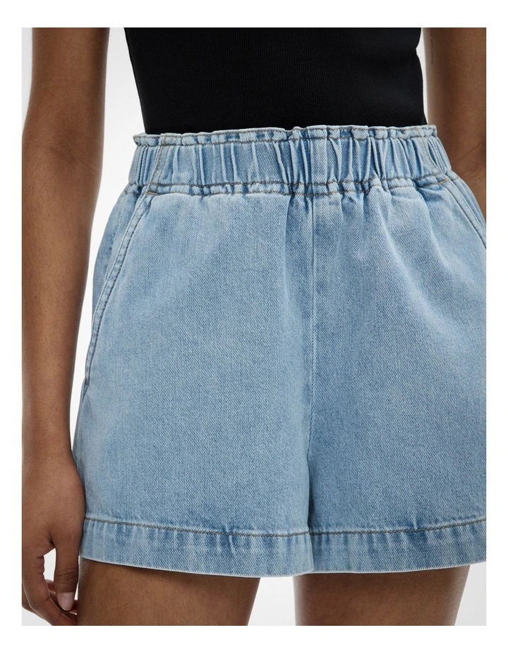 Denim Pull On Shorts in Vintage Wash Denim image 3