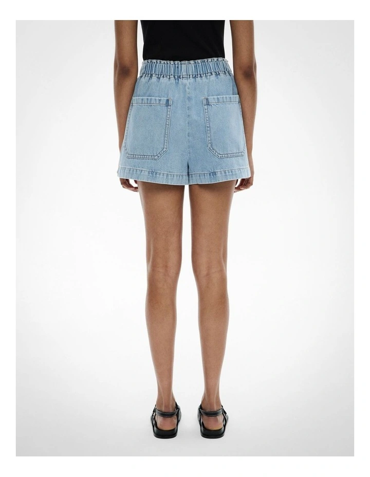 Denim Pull On Shorts in Vintage Wash Denim image 4