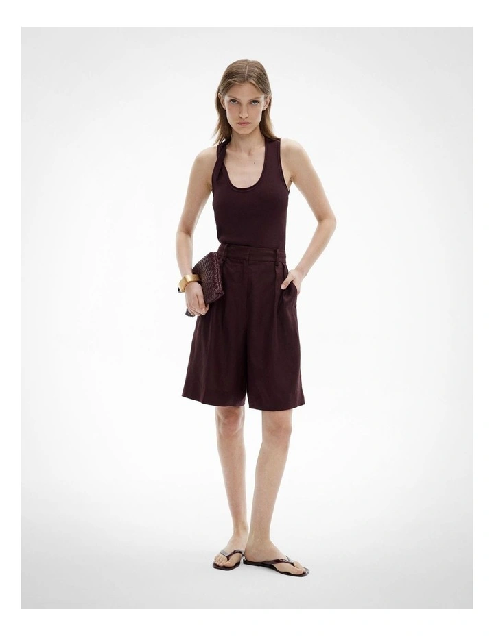 Linen Bermuda Shorts in Fig image 1