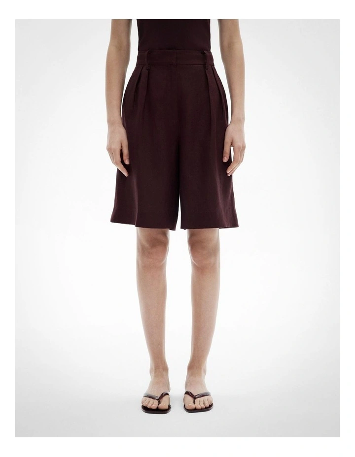 Linen Bermuda Shorts in Fig image 2