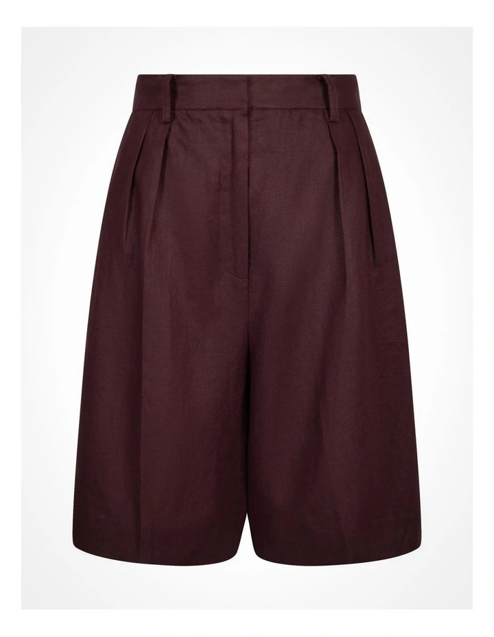 Linen Bermuda Shorts in Fig image 5