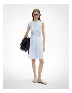 Linen Bermuda Shorts in Blue Air