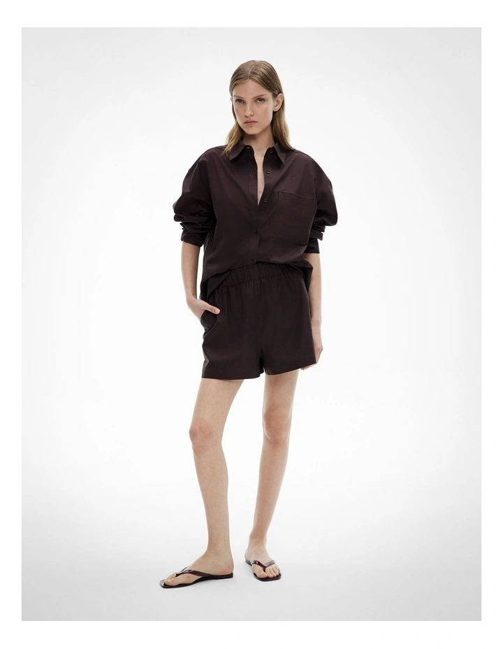 Cotton Oxford Shorts in Espresso image 1