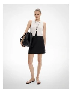 Button Side Skirt in Black