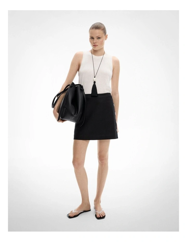 Button Side Skirt in Black image 1