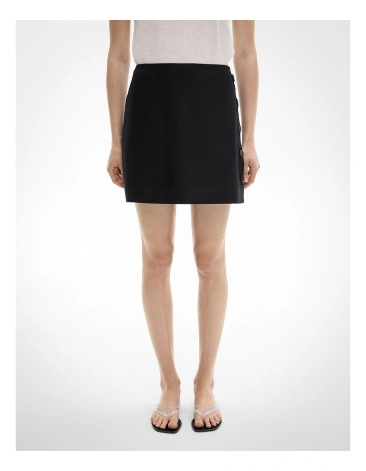 Button Side Skirt in Black image 2