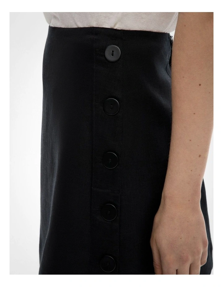 Button Side Skirt in Black image 3