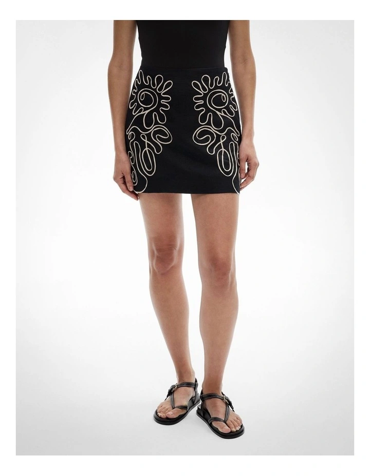 Corded Mini Skirt in Black image 2