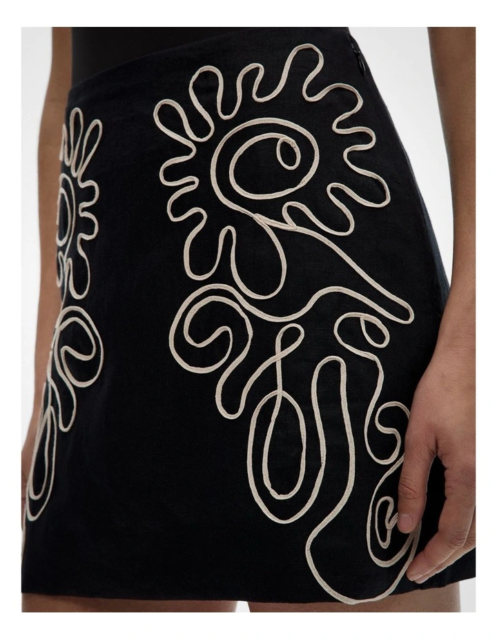 Corded Mini Skirt in Black image 3