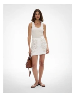 Corded Mini Skirt in Fresh White