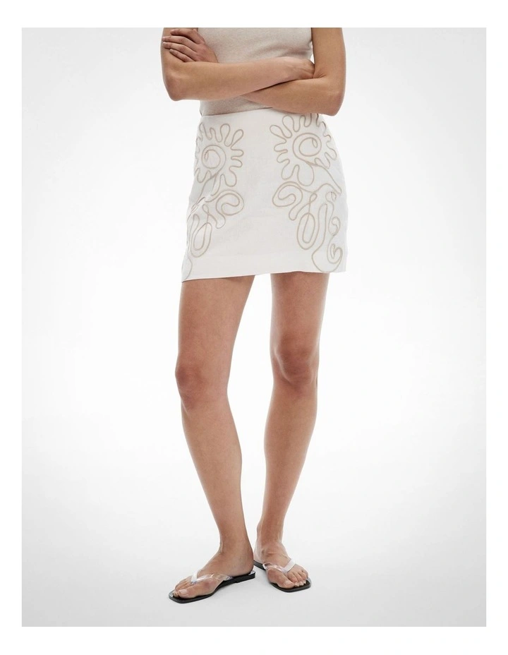 Corded Mini Skirt in Fresh White image 2