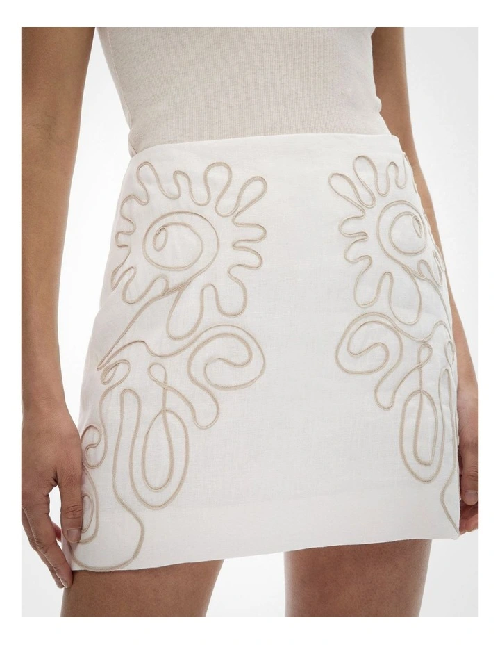 Corded Mini Skirt in Fresh White image 3