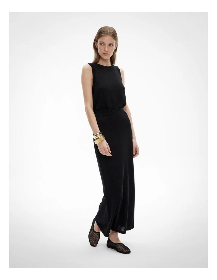 Knit Maxi Skirt in Black image 3