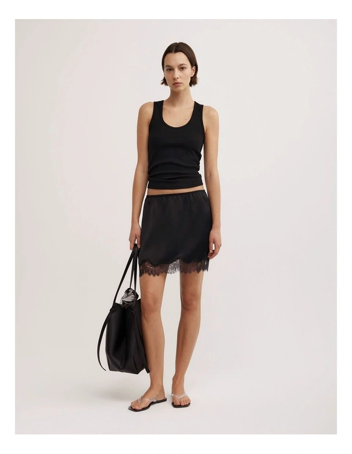 Lace Trim Mini Skirt in Black image 1
