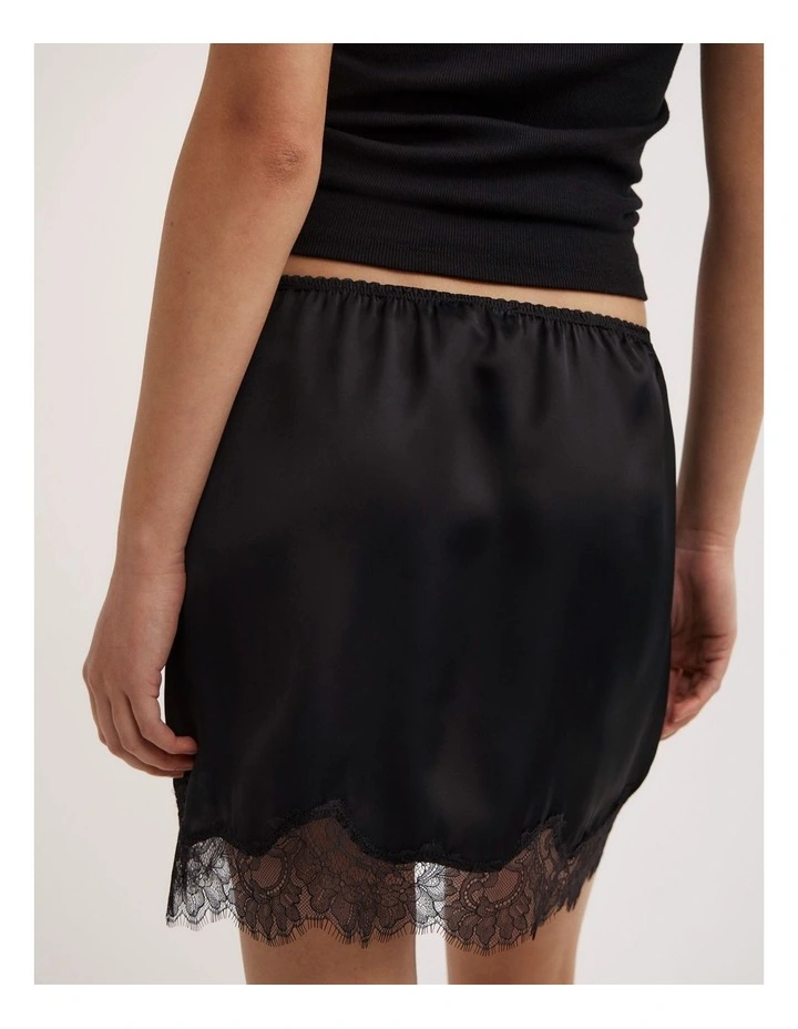 Lace Trim Mini Skirt in Black image 4