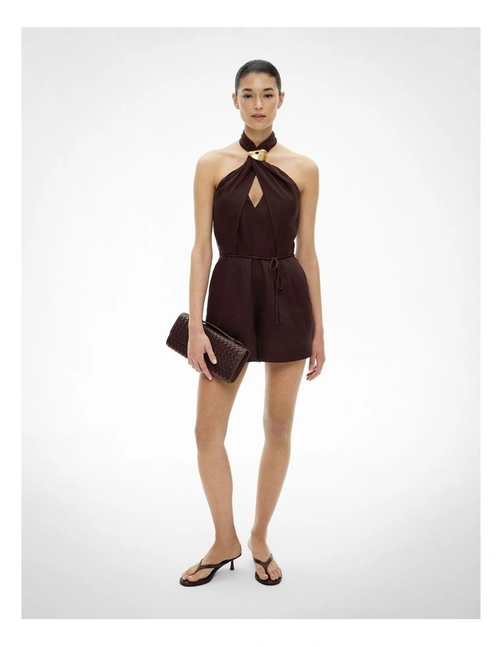 Halter Playsuit in Espresso image 1
