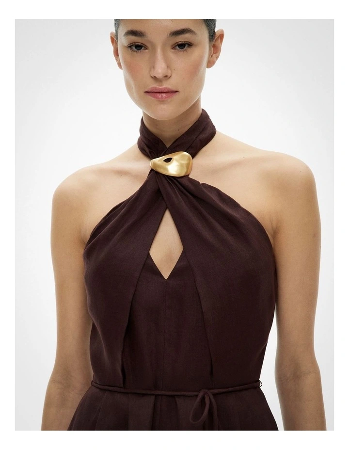 Halter Playsuit in Espresso image 3