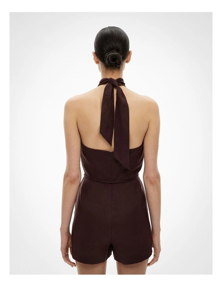 Halter Playsuit in Espresso image 4