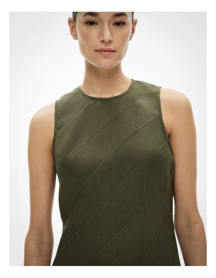 Asymmetric Seam Linen Dress in Sage image 4
