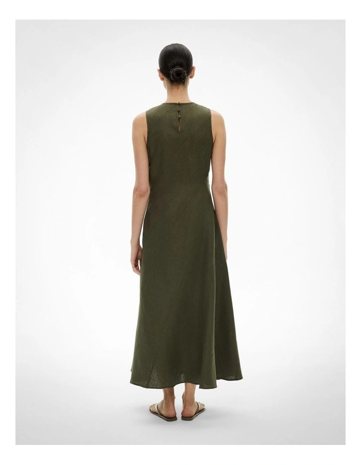 Asymmetric Seam Linen Dress in Sage image 5