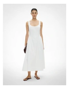 Gathered Panel Dress in Fresh White
