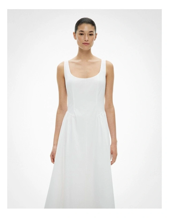 Gathered Panel Dress in Fresh White image 2