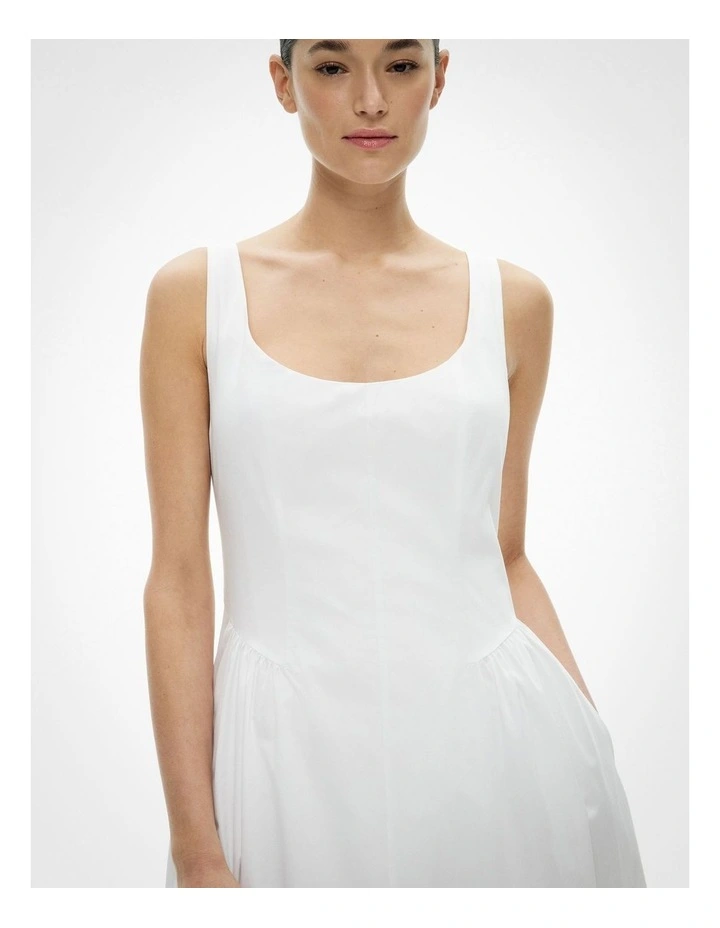 Gathered Panel Dress in Fresh White image 3