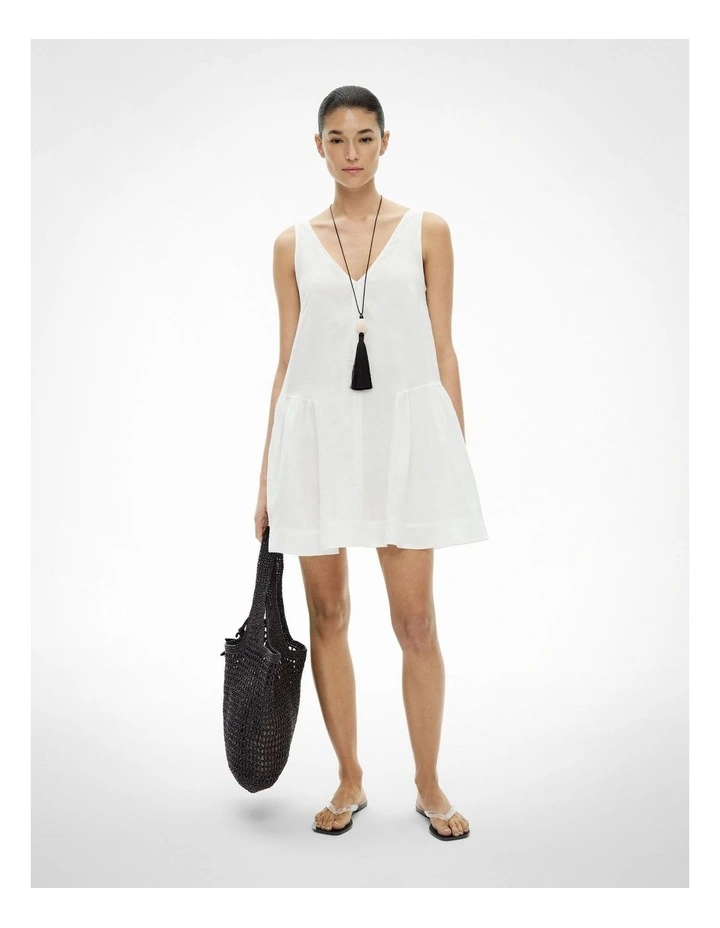 Mini Gather Panel Dress in Fresh White image 1