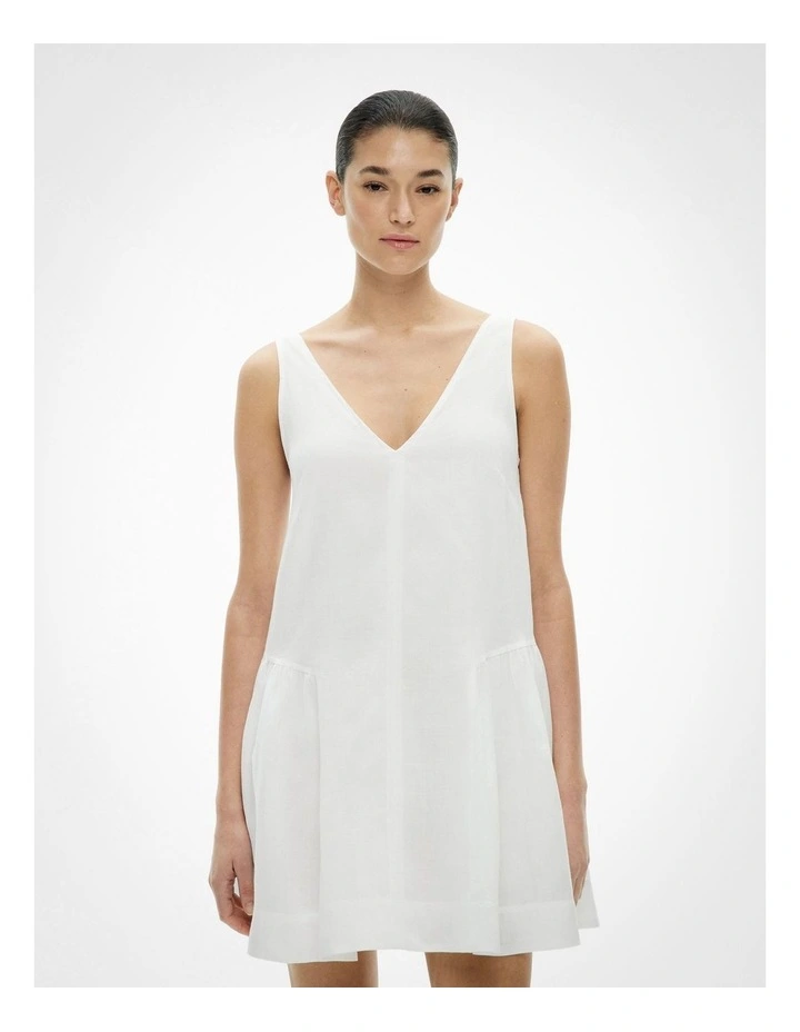 Mini Gather Panel Dress in Fresh White image 2