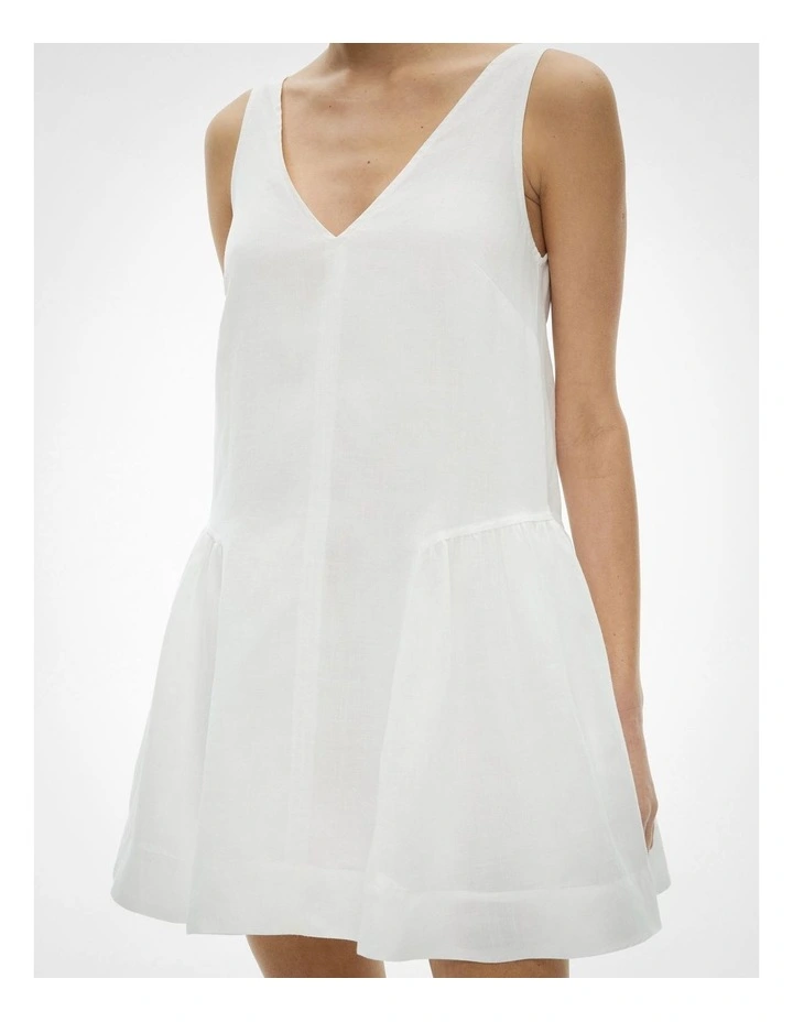 Mini Gather Panel Dress in Fresh White image 3