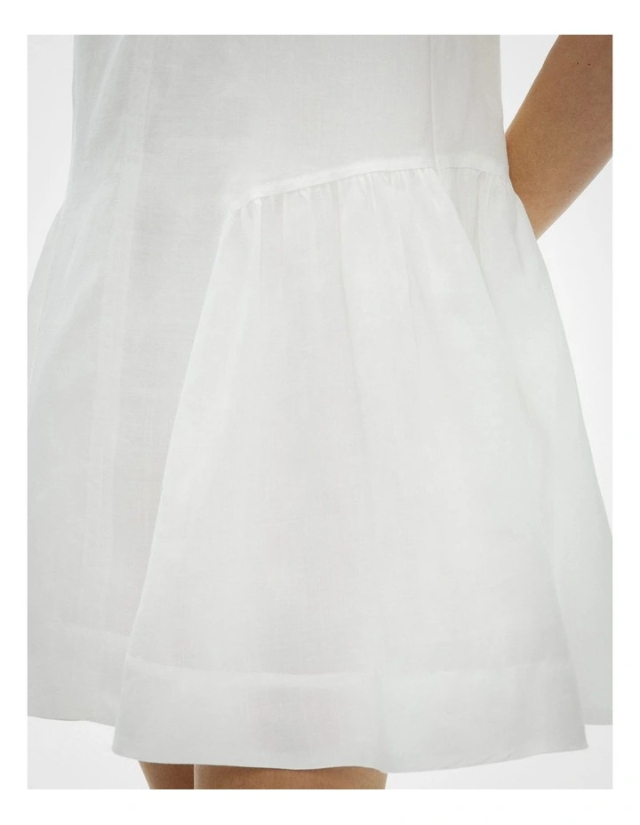 Mini Gather Panel Dress in Fresh White image 4
