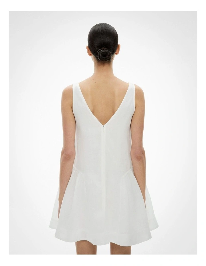 Mini Gather Panel Dress in Fresh White image 5