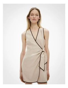 Wrap Tie Mini Dress in Sand