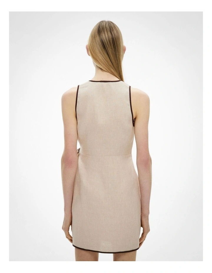 Wrap Tie Mini Dress in Sand image 4